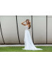 Ivory Lace Chiffon Keyhole Back Slit Exclusive Wedding Dress